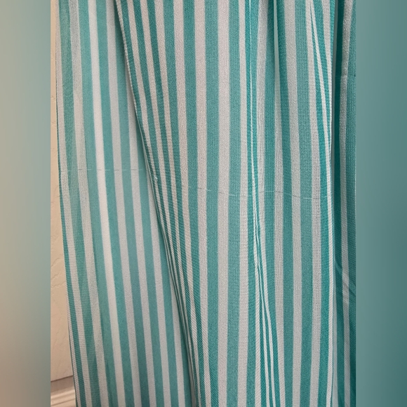 Judith March One Shoulder Embroidered Teal Blue Striped Mini Dress Womens Size M - Picture 12 of 16